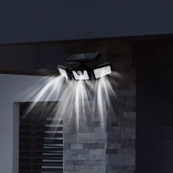 Spot solaire 3 têtes noir éclairage puissant LED blanc FALCON H9.3cm avec détecteur de mouvement orientable