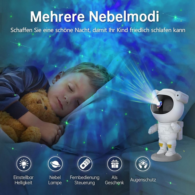 Astronaut Sternenprojektor Stern Galaxy Projektor USB LED Kinder Nachtlicht mit Timer,LED Sternenprojektor Lampe Kinder