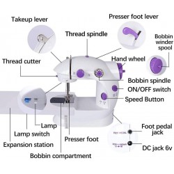 Toruiwa. Mini Machine à Coudre avec Table d'Extension pour Débutant, lectrique Portable Broder Coudre Surjeteuse, 2 Réglage de