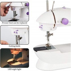 Toruiwa. Mini Machine à Coudre avec Table d'Extension pour Débutant, lectrique Portable Broder Coudre Surjeteuse, 2 Réglage de