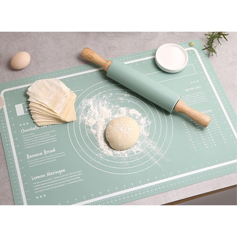 65 * 45cm Large Size Silicone Baking Mat, Non-stick Skidproof Waterproof Measurement, Mint Green