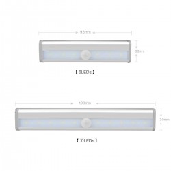 PIR détecteur de mouvement LED bande lumineuse batterie ruban adhésif lampe 10led fr chambre placard escaliers cuisine armoire