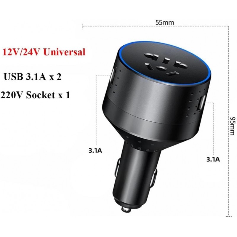 Convertisseur Chargeur Voiture 12v 220v PD Type-c QC3.0 Prise USB Adaptateur Charge Voiture 24V Convertisseur Puissance