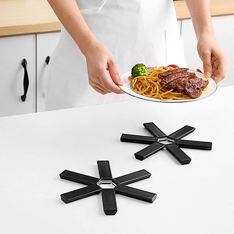 FONDUO Protection Casserole et Poele, Dessous de Plat Silicone Résistant à La Chaleur Pliable Non Slip Support de Séchage