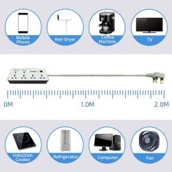 SHUIYUE Multiprise,Multiprise avec 6 prises AC et 3 ports USB 1 type C 1,8 m Protection contre les surtensions pour dortoir de