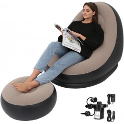 Chaise longue gonflable avec pompe à air domestique, canapé pour salon, chambre à coucher, voyage, camping, pique-nique