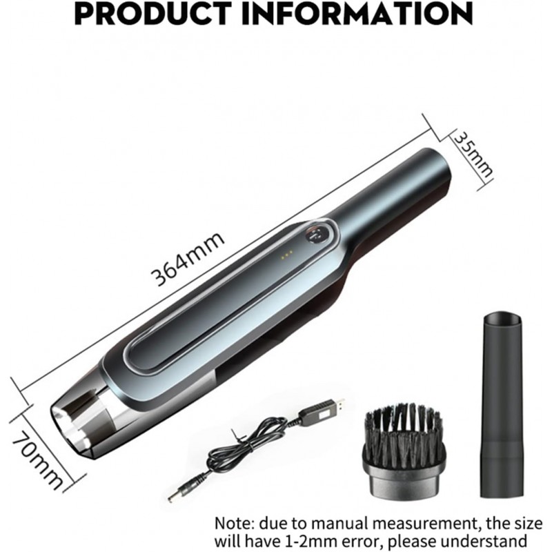 MDYH Vaccin Contre la Voiture Ligne de Poche 15000Pa Aspirateur de Voiture sans Fil 200w Cyclone Puissant Aspiration