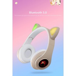 COLTD Oreilles de chat Bluetooth sans fil avec micro et lumières LED