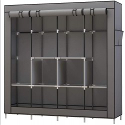 UDEAR Armoire de Rangement Garde-Robe Pliable en Tissu intissé Garde-Robe Penderies pour Chambre d'adulte (Gris)