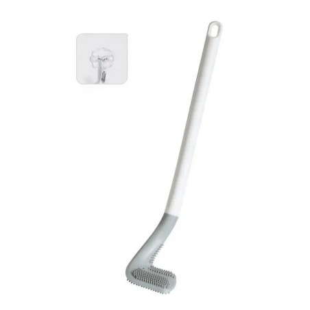 Silicon Toilet Cleaning Brush with Slim No-Slip Long Handle