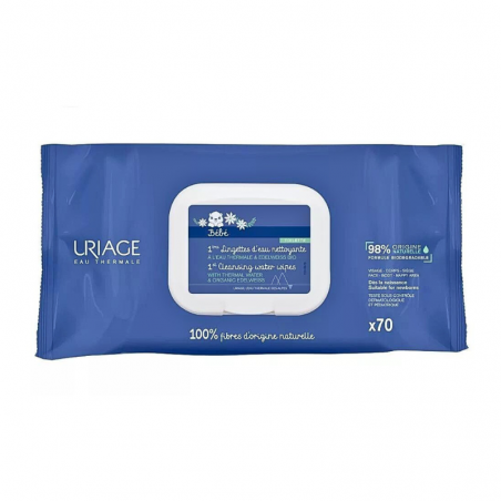 Uriage Bébé 1ères Lingettes Nettoyantes Extra-Douces – 70 unités